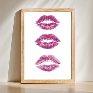 Pink Art Prints/Trendy Wall Art Kiss Lips/Wall Art Dorm/ Wall Art Lips/Print Preppy Dorm /Girly Printable Fashion Wall Art/Makeup Wall Decor