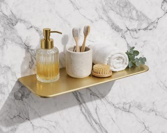 Solid Brass Floating Shelf | Wall-Mount Bathroom Shelf & Shower Soap Holder