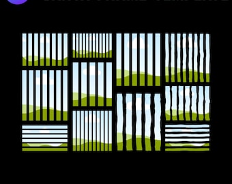 Wavy Stripes Canva Frame Templates, Trendy Backgrounds (Digital Download)