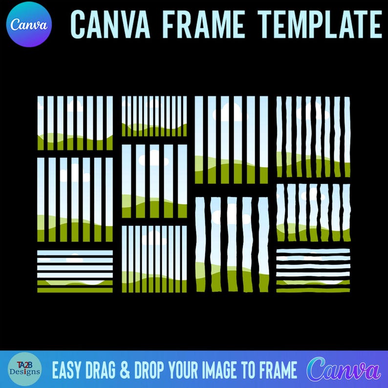 Wavy Stripes Canva Frame Templates, Trendy Backgrounds (digital ...
