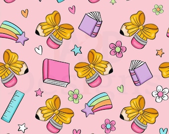 Padrão sem costura estilo preppy para escola, papel digital para professores (JPG)