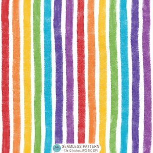 May include: A seamless pattern featuring vertical stripes in red, orange, yellow, green, blue, and purple on a white background. The text at the bottom reads: TAB Designs SEAMLESS PATTERN 12x12 Inches JPG 300 DPI. The stripes have a textured appearance.