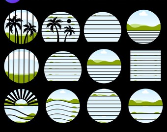 Retro Sunset Canva Frames Template (Digital Download)