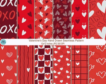 Valentine's Day Heart Pattern, Scrapbook Paper (Digital Download)