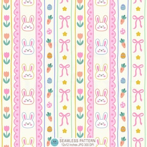 Coquette Easter Bunny Seamless Pattern, Spring Floral Digital Paper (JPG File)