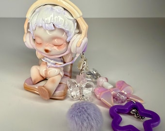 Handmade Pastel Charm Keychain – Cozy Inspired Bag Accessory – Kawaii Sweet Cluster Charm