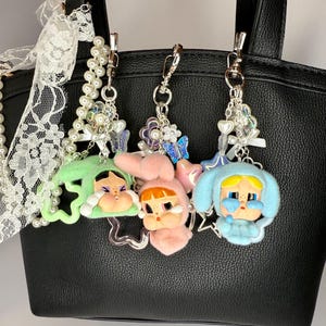 Powerpuff Girls Mini Replica of Cry Baby figures Handmade Y2K Cluster Bag Charm Collectable Kawaii
