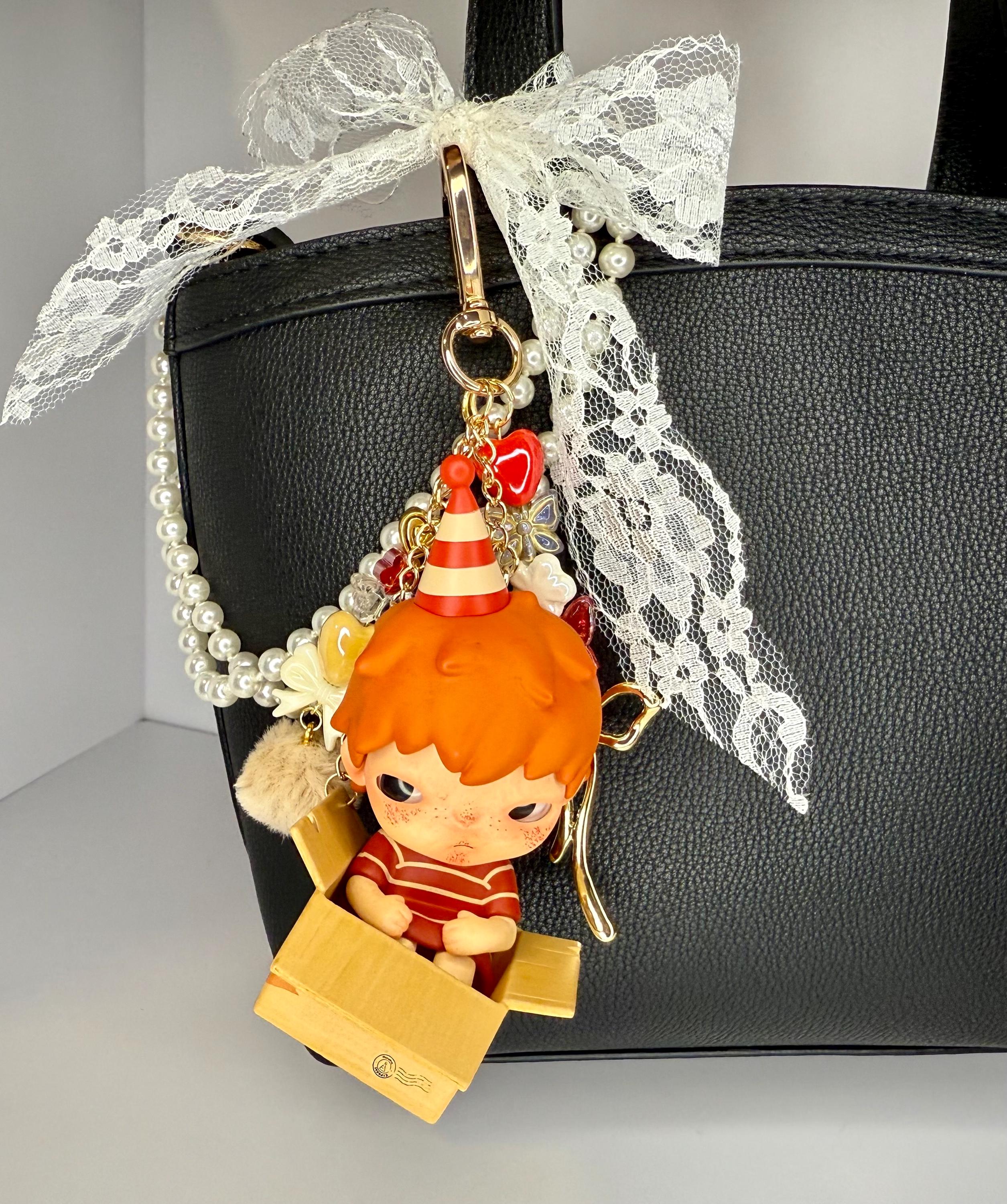 Hirono Nowhere Safe Bag Charm: Authentic Figure Keychain With Bows