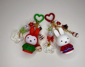 Holiday Miffy Bag Charm: Handmade Kawaii Keychain Holiday Series