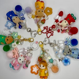 Handmade Calico Critters Raincoat Keychain: Kawaii Bag Charm