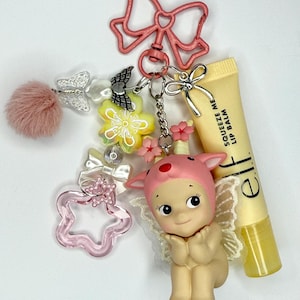 Handmade Sonny Angel Bag Charm: Cherry Blossom Hanami Edition with elf Lip Balm