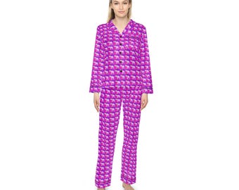 Ensemble de pyjama en satin couronne d'éléphant, pyjama pour femme - Vêtements de détente de luxe