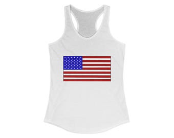 Patriotic American Flag Racerback Tank Top for Women - Independence Day, 4th of July Apparel