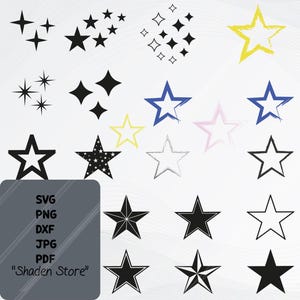 Stars Svg, Star Svg Bundle, Sparkles Svg, Stars Svg, Bright Stars, Star Icons,  Sparkling Stars Svg, Instant Download, Silhouette.