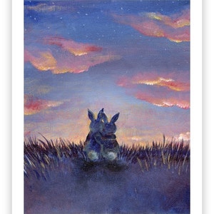 Bunnies At Sunset Fine Art Print image 2