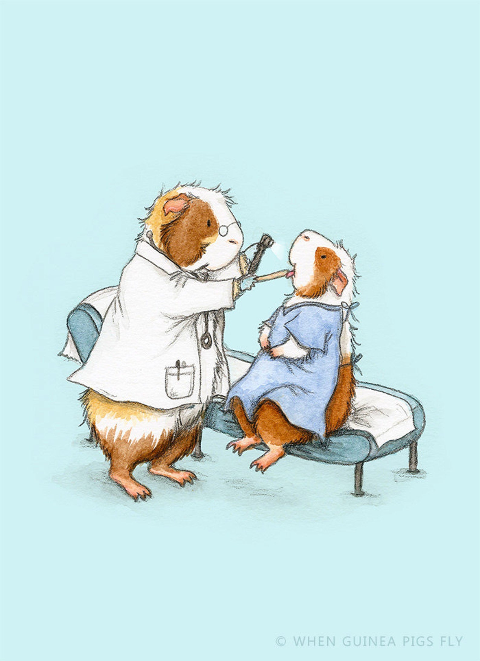 A Trip to the Doctor 8x10 Guinea Pig Art Print Gift for Etsy