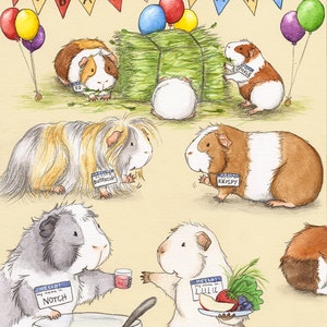 Guinea Pig Barn Dance 11x14 - Guinea Pig Art Print, Cute Home Decor, Nursery Wall Art