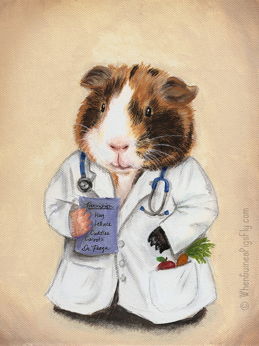 Guinea Pig Doctor Art Print 8x10 Perfect Gift for Doctors Etsy New