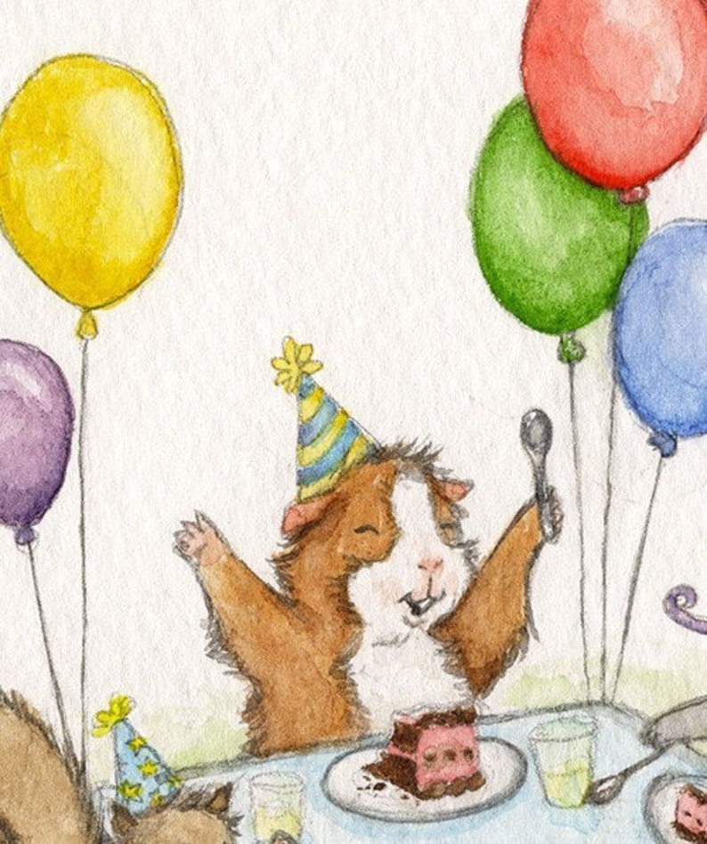 Guinea Pig Birthday Party Fine Art Print Etsy guinea-pig-birthday-party-fine-art-print-etsy