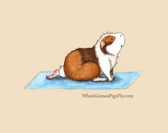 Lunge Pose 8x10 - Cute Guinea Pig Yoga Art Print - The Yoguineas Collection
