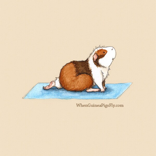 Lunge Pose 8x10 - Cute Guinea Pig Yoga Art Print - The Yoguineas Collection