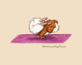 Side Crow 8x10 - Guinea Pig Yoga Art Print - Yoguineas Collection