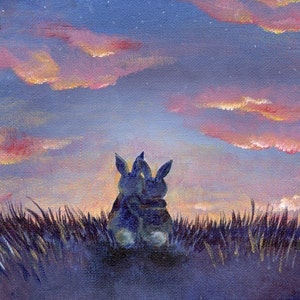 Bunnies At Sunset Fine Art Print image 1
