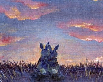 Bunnies At Sunset Fine Art Print
