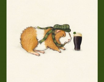 Timothy Sweetmeadow 8x10 - Irish St. Patrick's Day Guinea Pig Art Print