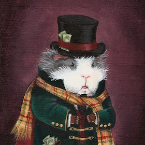 Ebenezer Scrooge Guinea Pig Christmas Art Print