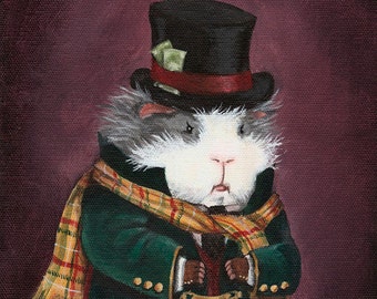 Ebenezer Scrooge Guinea Pig Christmas Art Print