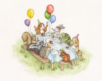 Guinea Pig Birthday Party 8x10 fine art print - Guinea Pig Art - Cute Nursery Decor