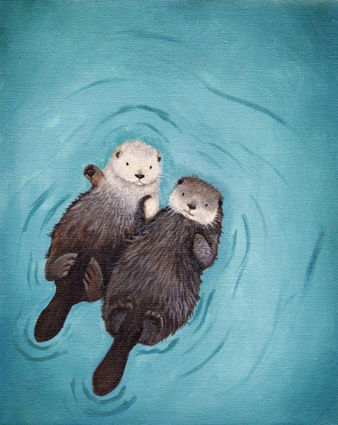 Otter Loutre Mer Animal Doux Bois de Qualité Fait Main Porte-Clés Pendentif