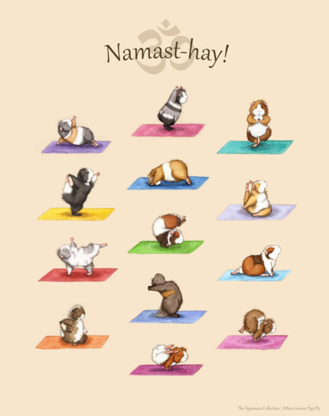 The Yoga Guinea Pigs Art Print Yoguineas Namasthay Poster Cute Yoga