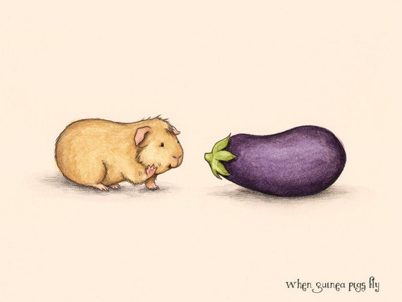 How do you do 8x10 Guinea pig with eggplant guinea pig art print