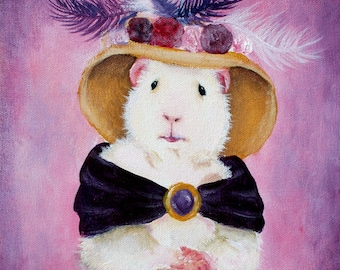 Beatrice Buttercream 8x10 - Victorian Guinea Pig Portrait Art Print