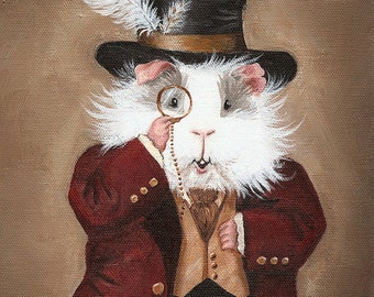 Simon Cranberry 8x10 - Victorian Guinea Pig Portrait Print