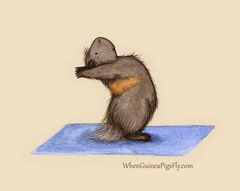 Standing Back Bend 11x14 - Cute Guinea Pig Yoga Art Print - the Yoguineas Collection