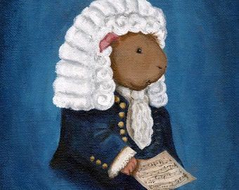 Guinea Pig Johann Sebastian Bach 8x10 - Classical Music Guinea Pig Art Print