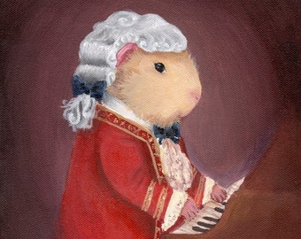 Guinea Pig Mozart 8x10 - Classical Music Guinea Pig Art Print