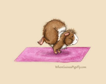 Crane Pose 8x10 - Cute Guinea Pig Yoga Art Print - the Yoguineas Collection