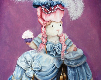 Guinea Pig Marie Antoinette 8x10 - Guinea Pig Art Print - Let Them Eat Cake