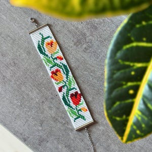 Ukrainian Floral Cuff – Handmade Beaded Bracelet – Unique Gift for Her – Ukrainian Beaded Bracelet