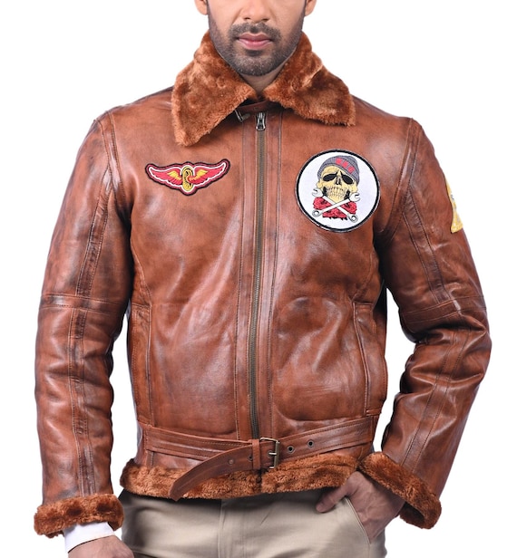 B-3 Bomber Avioter G-1 Faux Fur Real Leather Jacket for Men