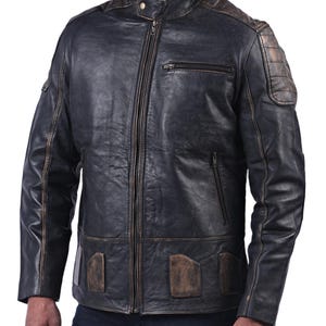 Biker Black Distressed cow Leather Jacket for Men