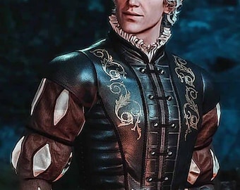 Handmade Baldurs Gate 3 Astarion Cosplay Real Cow Leather Jacket For Men