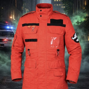 Red Ghost Frozen Empire Parka Cosplay Cotton Fabric Jacket For Mens With Your Name Tag