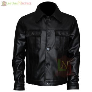 black rock star iconic sheepskin real leather jacket for men