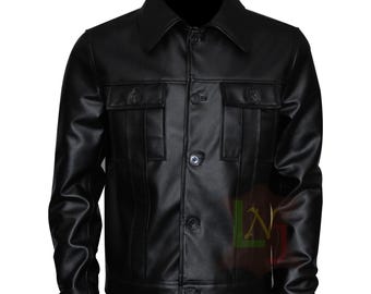 Chaqueta de piel auténtica Black Rock Star Iconic de piel de oveja para hombre