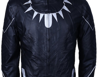 Mens Panther Black Wakanda Cosplay Slim Fit Leather Jacket
